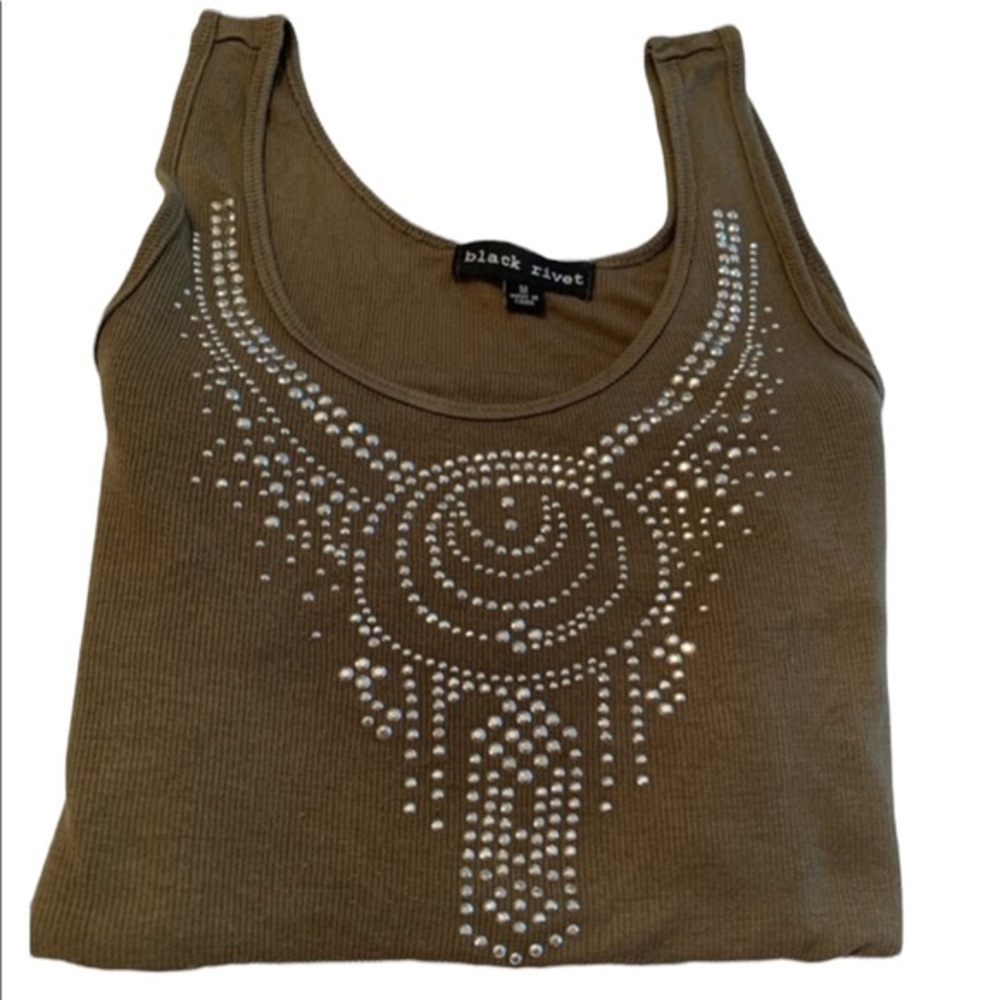 Black Rivet Olive Green Tank Top